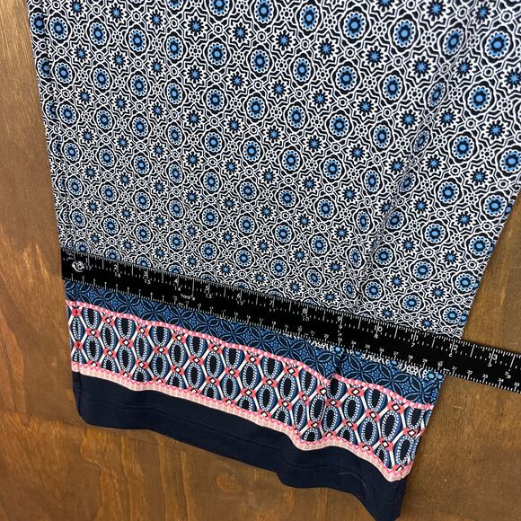 Christopher & Banks Womens Pants Blue Geometric Wide Leg Boho Harem Stretch L - Picture 9 of 12